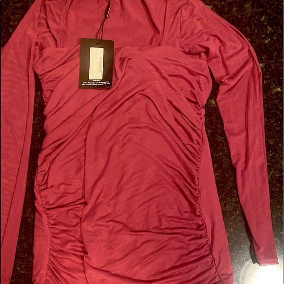 Hot Pink Mesh Square Neck Ruched Body-con Dress - Picture 6 of 6